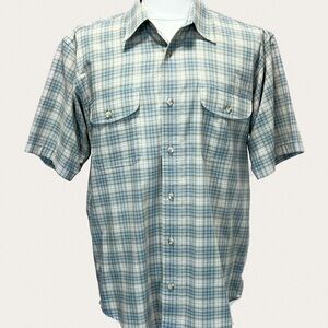 Cabela’s Soft Canvas Trail‎ men’s button down shirt short sleeve earthy plaid
